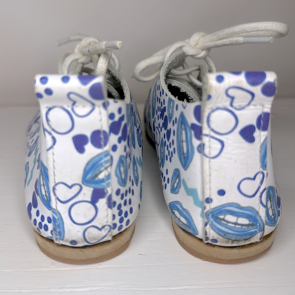 Lili Collection Girl Leather Shoes in White Light Blue Design S 9/8 - Picture 5 of 7